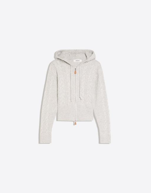 Bershka veste à capuche en maille torsadée grise, 5 de 5