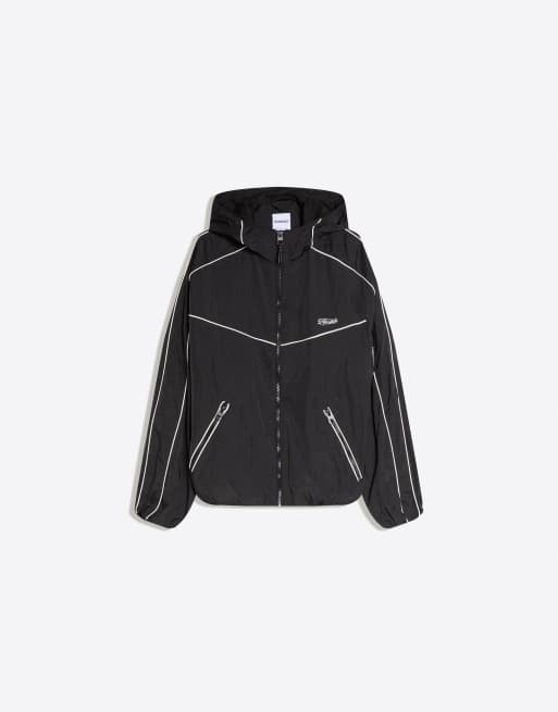 Bershka - Veste à capuche en tissu technique - Noir, 4 de 4