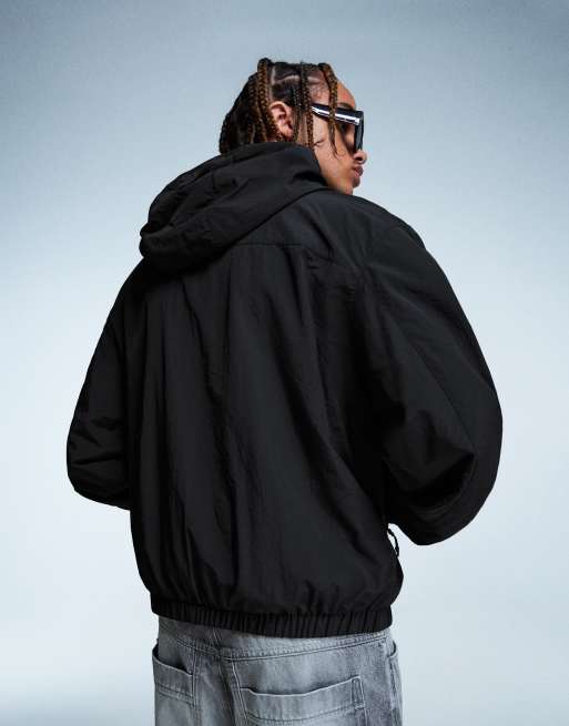 Bershka - Veste à capuche technique - Noir