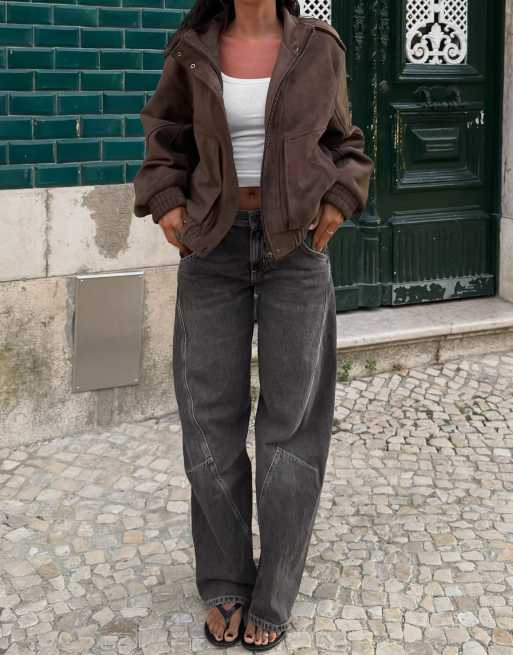 Bershka veste à col cheminée marron, 4 de 5
