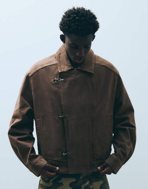 Bershka veste à fermetures à brandebourg marron - view 1