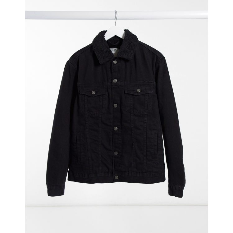 Veste en jean online noir bershka