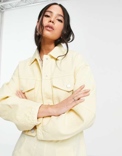 Bershka Veste casual en coton Jaune citron YELLOW