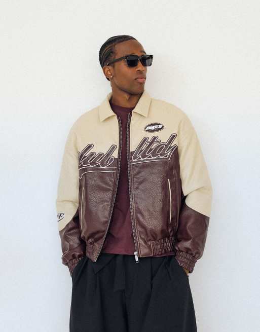 Bershka veste color block bordeaux, 1 de 4