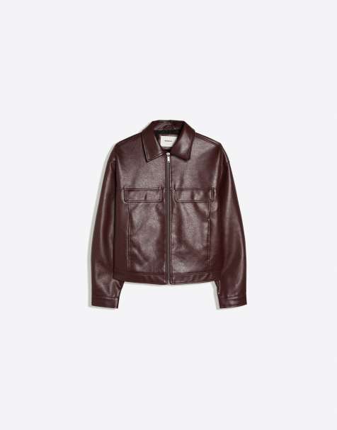 Bershka - Veste coupe carrée effet cuir - Noir - view 1