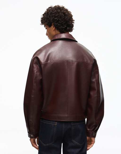Bershka - Veste coupe carrée effet cuir - Noir, 3 de 5