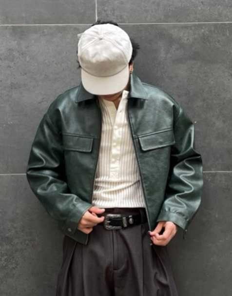 Bershka veste coupe carrée verte - view 1