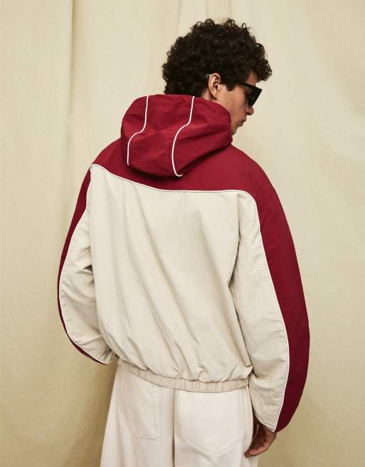 Bershka - Veste coupe-vent à capuche - Rouge, 3 de 4