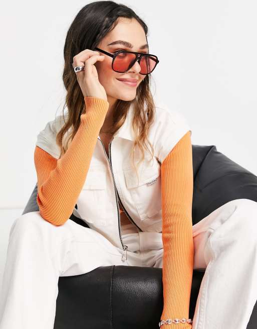 Bershka - Veste courte à manches amovibles - Écru, 4 de 4