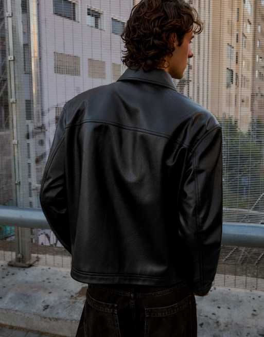 Bershka veste effet cuir à fermoirs noire, 3 de 5