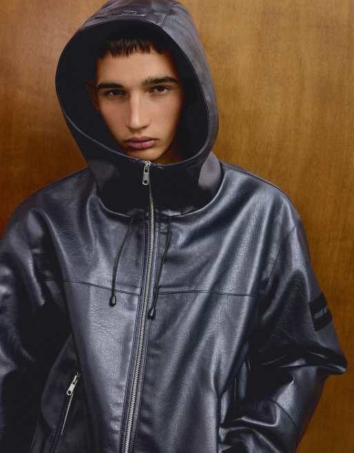 Bershka veste effet cuir marine, 3 de 6