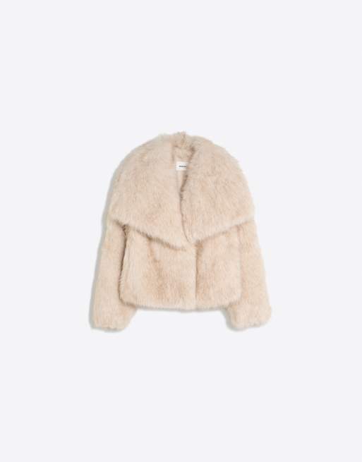 Bershka veste en fausse fourrure à revers écru, 5 de 5
