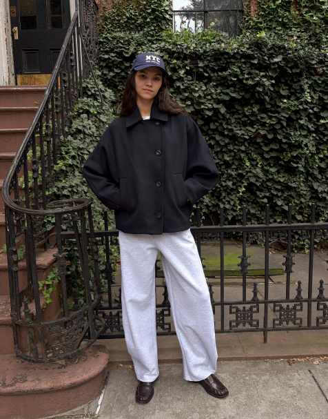 Bershka - Veste en feutre texturé avec manches chauve-souris - Bleu - view 1