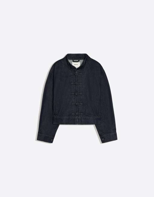 Bershka veste en jean à fermoirs bleue, 4 de 5