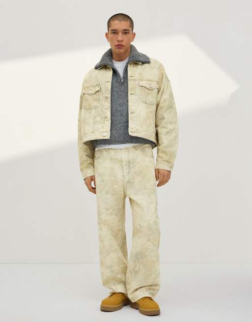 Bershka - Veste en jean imprimée - Vert, 3 de 4