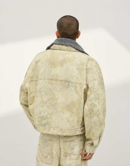 Bershka - Veste en jean imprimée - Vert, 4 de 4
