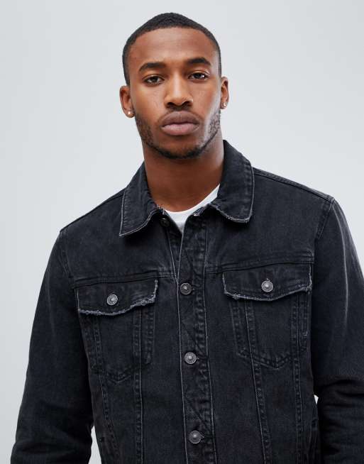 Veste en jean 2025 noir homme bershka