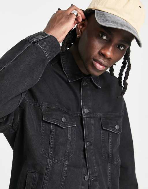 Veste en jean noir bershka sale