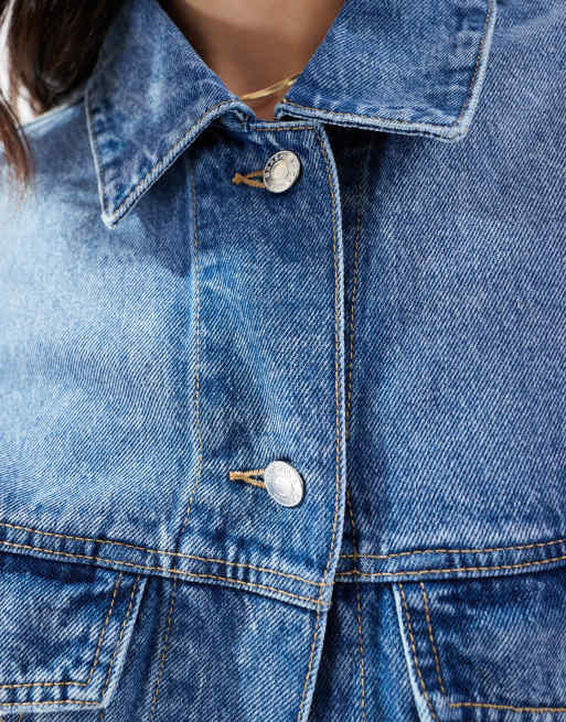 Bershka Veste en jean oversize Bleu moyen délavé ASOS