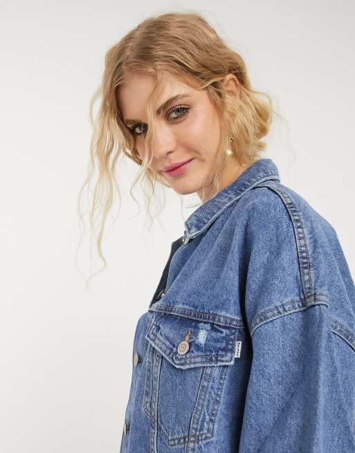 Bershka Veste en jean oversize Bleu moyen