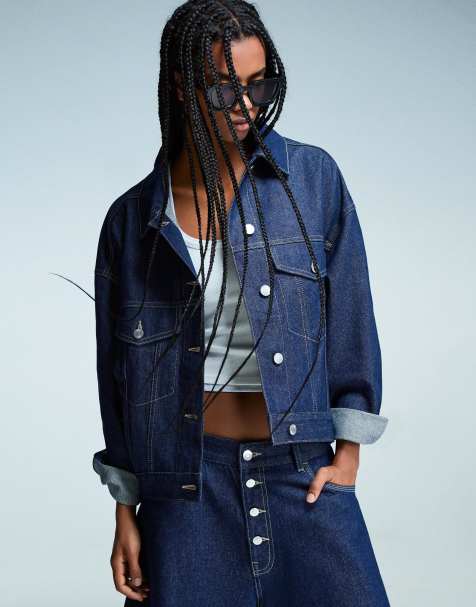 Bershka - Veste en jean oversize - Bleu - view 1