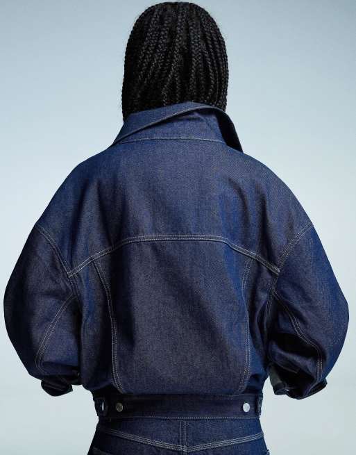 Bershka Veste en jean oversize Bleu ASOS