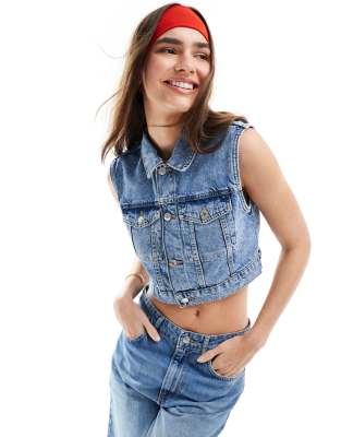 Veste En Jean Bershka Taille M (38) - Occasion Très Bon état, Bleu, Boutonnée, Style Décontracté