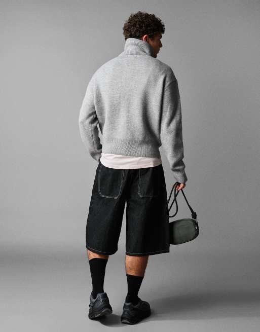 Bershka - Veste en maille coupe carrée à fermeture éclair - Gris, 7 de 7