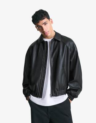 Bershka - Veste en similicuir - Noir