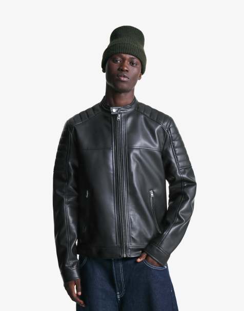 Bershka - Veste en similicuir - Noir - view 1