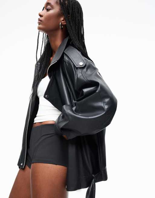Bershka - Veste en similicuir - Noir, 2 de 4