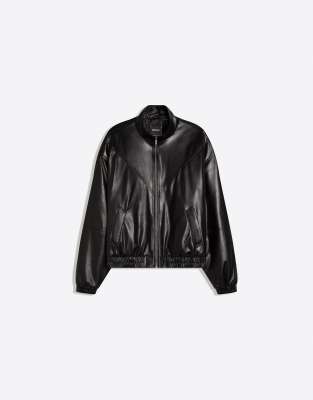 Bershka - Veste en similicuir - Noir