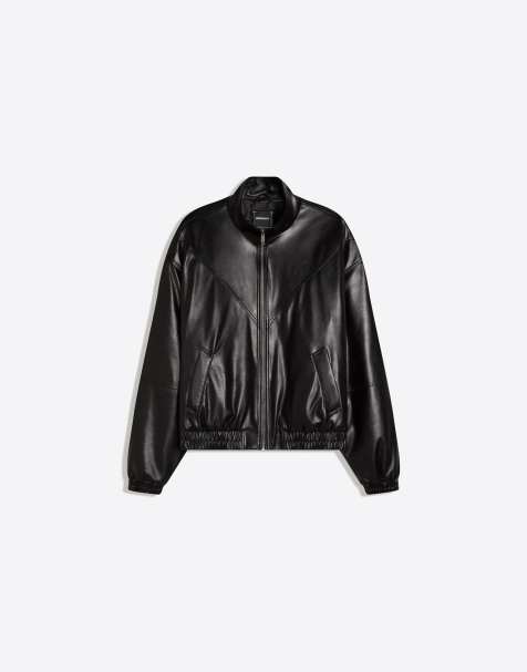 Bershka - Veste en similicuir - Noir - view 1
