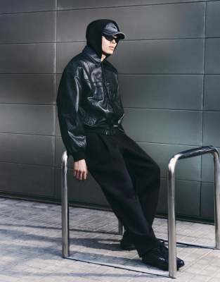 Bershka - Veste en similicuir - Noir