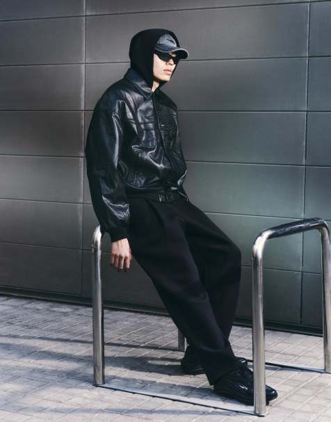 Bershka - Veste en similicuir - Noir - view 1