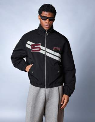 Bershka - Veste imprimée à fermeture éclair - Noir