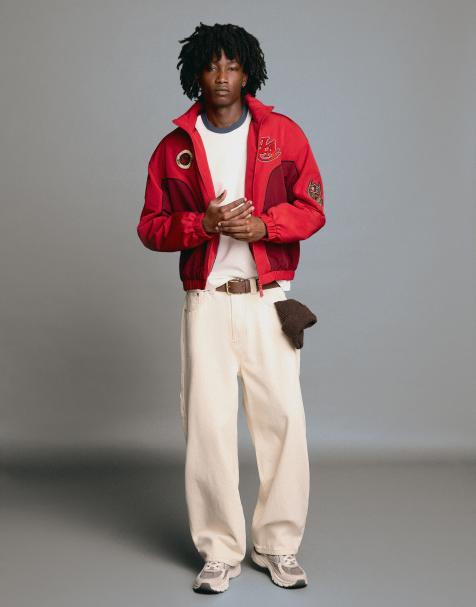 Bershka - Veste imprimée à fermeture éclair - Rouge - view 1