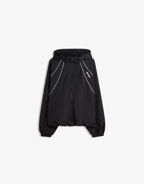 Bershka - Veste légère à capuche - Noir - view 1