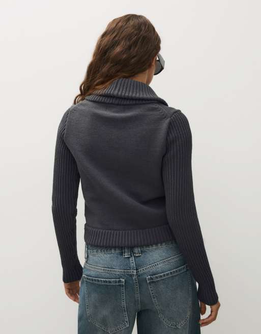 Bershka veste militaire côtelée gris clair, 3 de 5