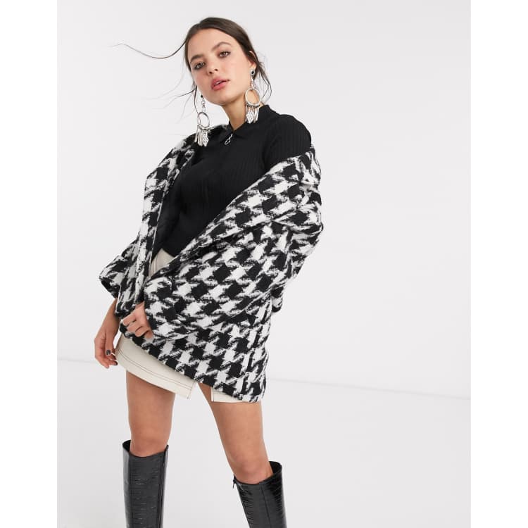 Bershka Veste oversize motif pied de poule Noir et blanc ASOS