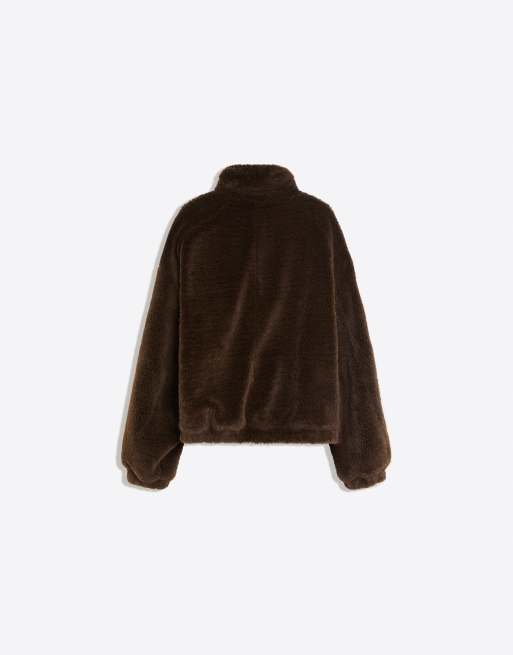 Bershka veste style mouton à agrafe marron, 6 de 6