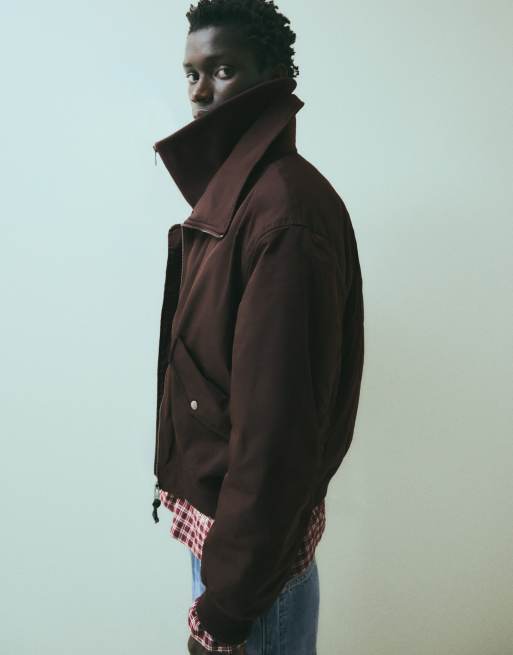 Bershka veste technique à double fermeture quart de zip marron, 5 de 6