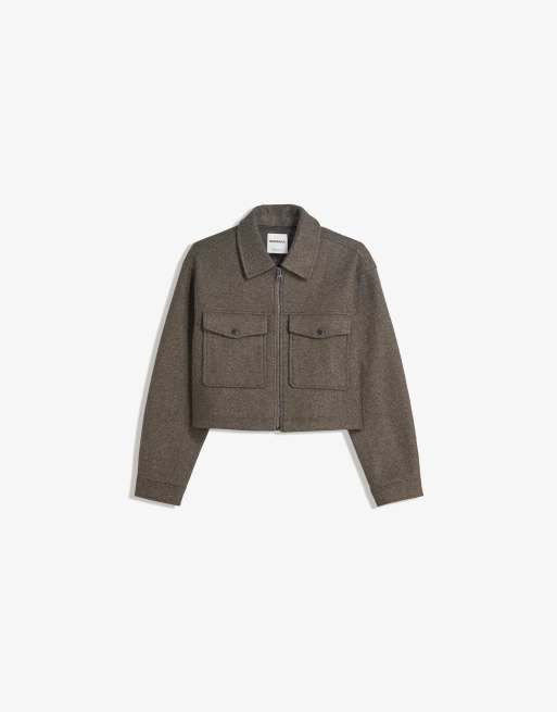 Bershka - Veste texturée en feutre doux - Marron, 3 de 4