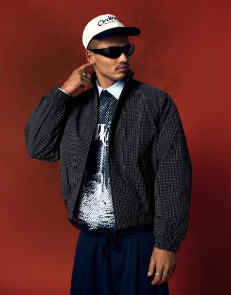 Bershka veste zippée à carreaux noire - view 1