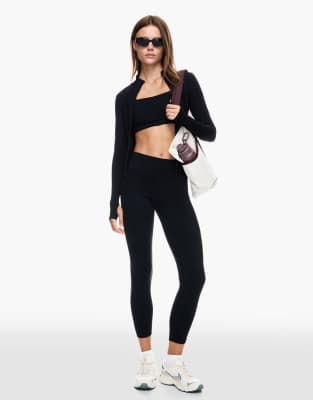 Bershka - Veste zippée en tissu respirant à séchage rapide - Noir