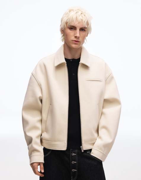 Bershka - Veste zippée en tissu - Sable - view 1