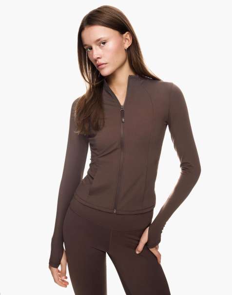 Bershka - Veste zippée respirante à séchage rapide - Marron - view 1
