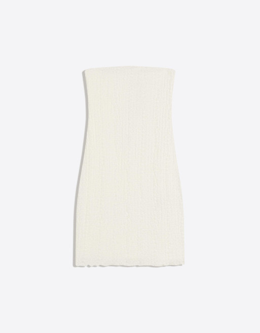 Bershka - Vestito corto a fascia bianco rustico, 4 di 4