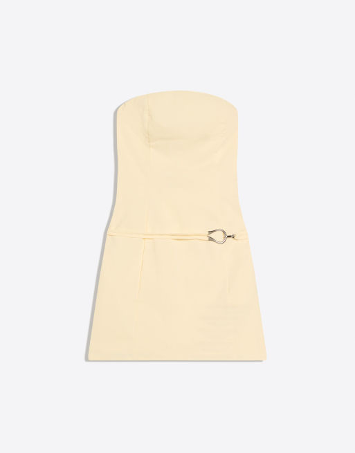 Bershka - Vestito corto a fascia giallo, 4 di 4