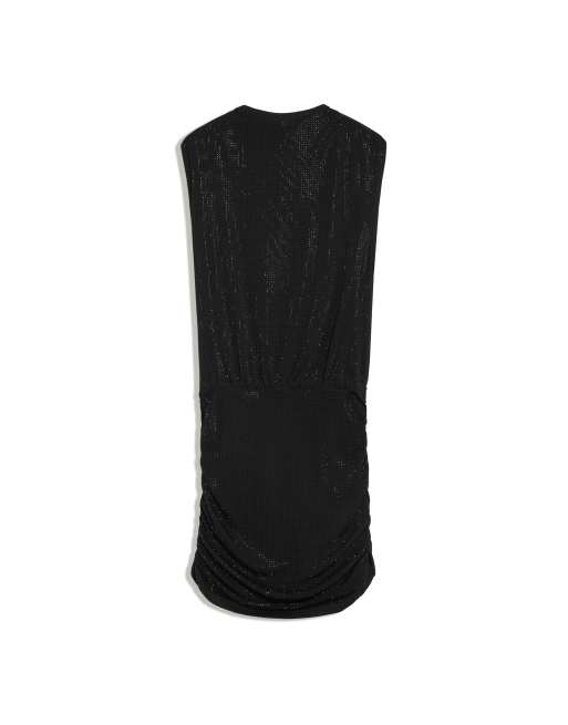 Bershka vestito corto aderente con dettaglio arricciato e strass nero, 5 di 5